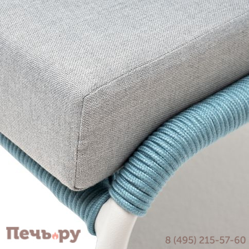 "Милан" кресло плетеное из роупа, каркас алюминий светло-серый (RAL7035) муар, роуп бирюзовый круглый, ткань светло-серая фото 6