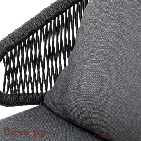 "Милан" кресло плетеное из роупа, каркас алюминий темно-серый (RAL7024) муар, роуп темно-серый круглый, ткань темно-серая 027 фото 4