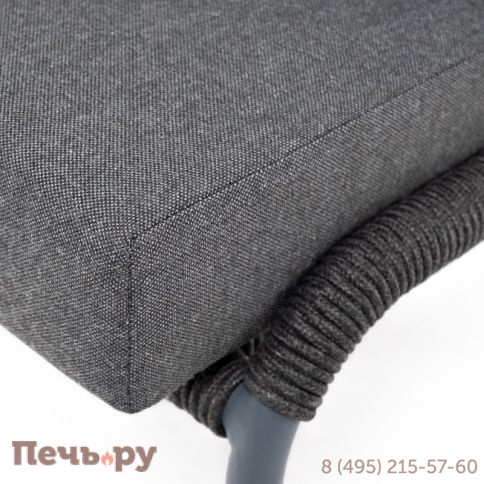 "Милан" кресло плетеное из роупа, каркас алюминий темно-серый (RAL7024) муар, роуп темно-серый круглый, ткань темно-серая 027 фото 6