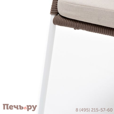 "Милан" стул плетеный из роупа, каркас алюминий белый муар, роуп коричневый круглый, ткань бежевая 052 фото 8