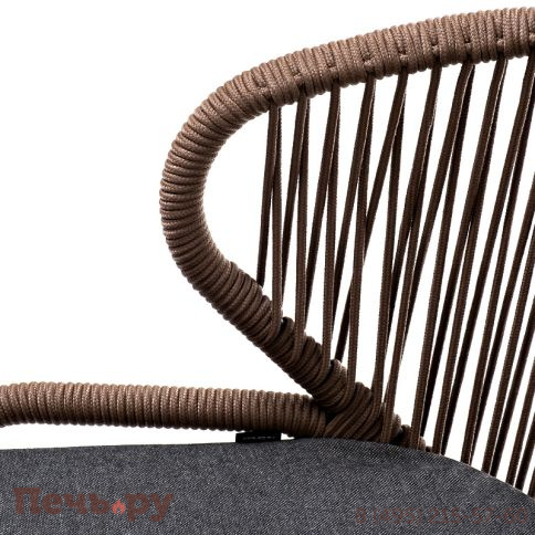 "Милан" стул плетеный из роупа, каркас алюминий серый (RAL7022) муар, роуп коричневый круглый, ткань темно-серая 027 фото 6