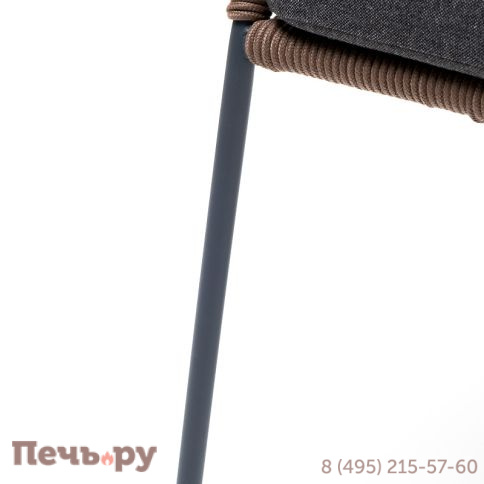 "Милан" стул плетеный из роупа, каркас алюминий серый (RAL7022) муар, роуп коричневый круглый, ткань темно-серая 027 фото 9