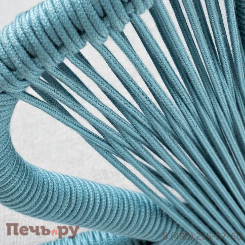 "Милан" стул плетеный из роупа, каркас алюминий светло-серый (RAL7035) муар, роуп бирюзовый круглый, ткань светло-серая фото 7