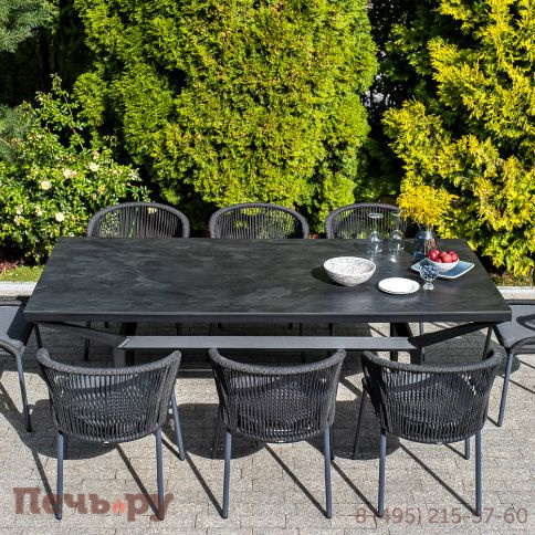 "Милан" стул плетеный из роупа, каркас алюминий темно-серый (RAL7024) муар, роуп темно-серый круглый, ткань темно-серая 027 фото 10