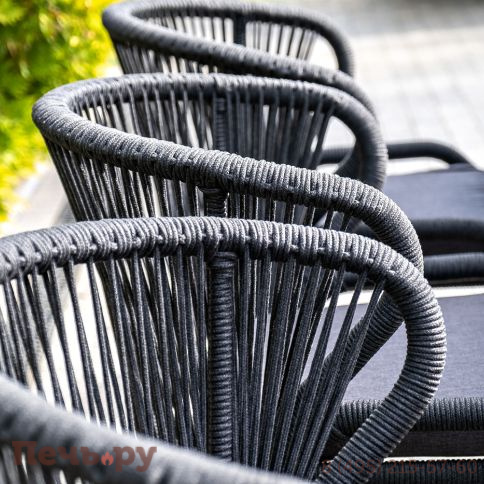 "Милан" стул плетеный из роупа, каркас алюминий темно-серый (RAL7024) муар, роуп темно-серый круглый, ткань темно-серая 027 фото 11