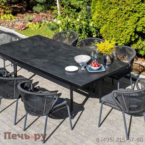 "Милан" стул плетеный из роупа, каркас алюминий темно-серый (RAL7024) муар, роуп темно-серый круглый, ткань темно-серая 027 фото 12