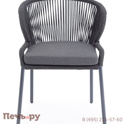 "Милан" стул плетеный из роупа, каркас алюминий темно-серый (RAL7024) муар, роуп темно-серый круглый, ткань темно-серая 027 фото 2