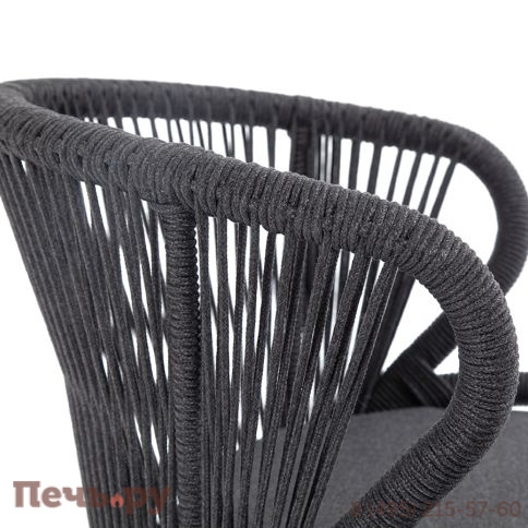 "Милан" стул плетеный из роупа, каркас алюминий темно-серый (RAL7024) муар, роуп темно-серый круглый, ткань темно-серая 027 фото 5