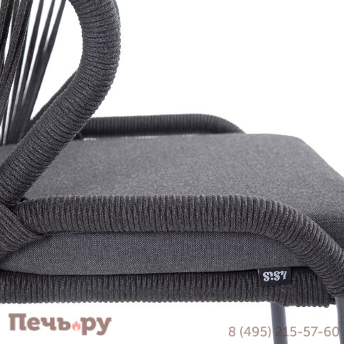 "Милан" стул плетеный из роупа, каркас алюминий темно-серый (RAL7024) муар, роуп темно-серый круглый, ткань темно-серая 027 фото 6