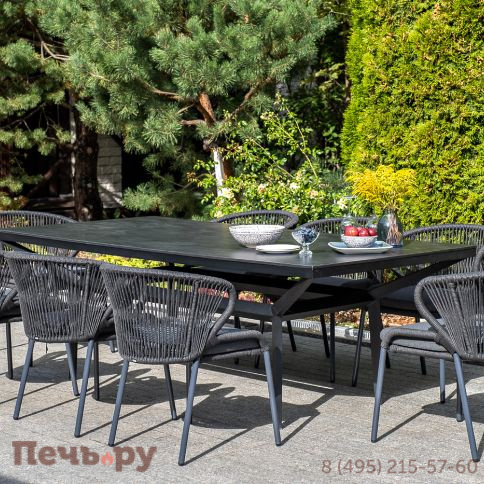 "Милан" стул плетеный из роупа, каркас алюминий темно-серый (RAL7024) муар, роуп темно-серый круглый, ткань темно-серая 027 фото 8