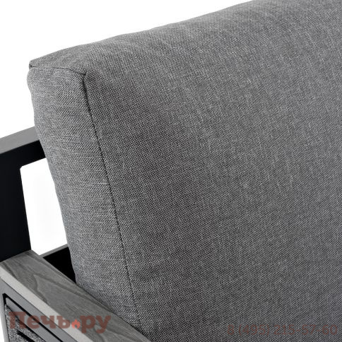 "Сан Ремо" кресло плетеное из роупа садовое, каркас алюминий темно-серый, роуп серый, ткань серая фото 4