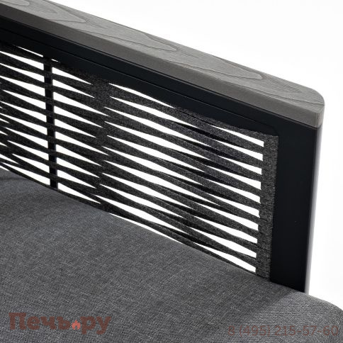 "Сан Ремо" кресло плетеное из роупа садовое, каркас алюминий темно-серый, роуп серый, ткань серая фото 6