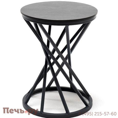 "Сантьяго" журнальный стол из HPL круглый Ø40 H55, каркас из стали темно-серый (RAL 7024), цвет столешницы "серый гранит" фото