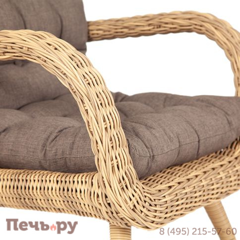"Толедо" кресло плетеное с подушками, цвет соломенный фото 4