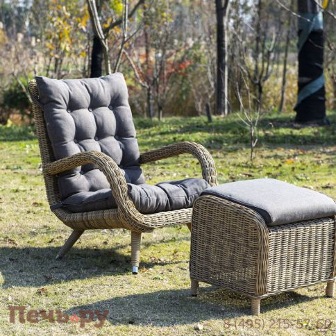 "Толедо" кресло плетеное с подушками, цвет соломенный фото 8