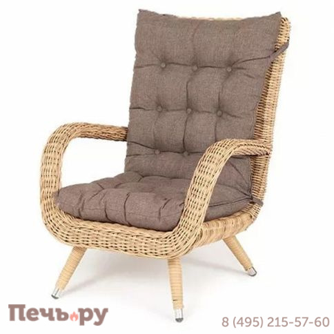 "Толедо" кресло плетеное с подушками, цвет соломенный фото