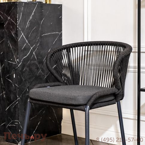 "Венето" обеденная группа на 4 персоны со стульями "Милан", каркас темно-серый, роуп темно-серый фото 10