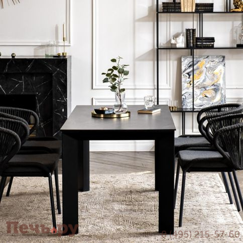 "Венето" обеденная группа на 4 персоны со стульями "Милан", каркас темно-серый, роуп темно-серый фото 4