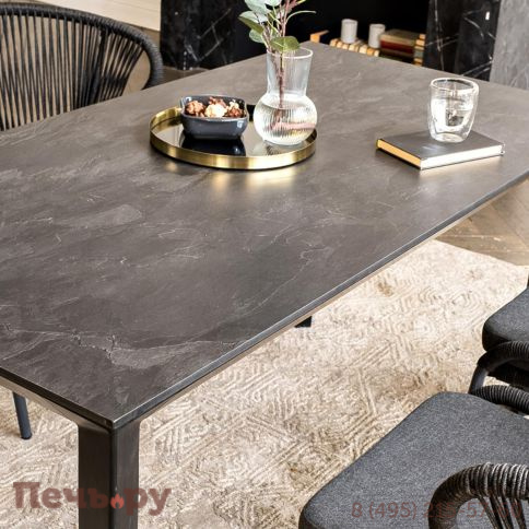 "Венето" обеденная группа на 4 персоны со стульями "Милан", каркас темно-серый, роуп темно-серый фото 6