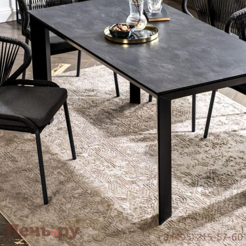 "Венето" обеденная группа на 4 персоны со стульями "Милан", каркас темно-серый, роуп темно-серый фото 7