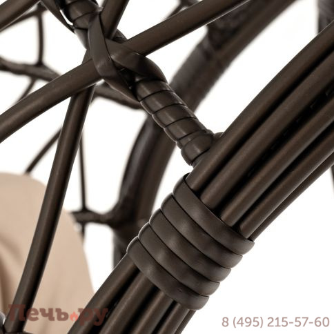 "Венеция" подвесное кресло-кокон из искусственного ротанга, цвет серый с бежевой подушкой фото 15