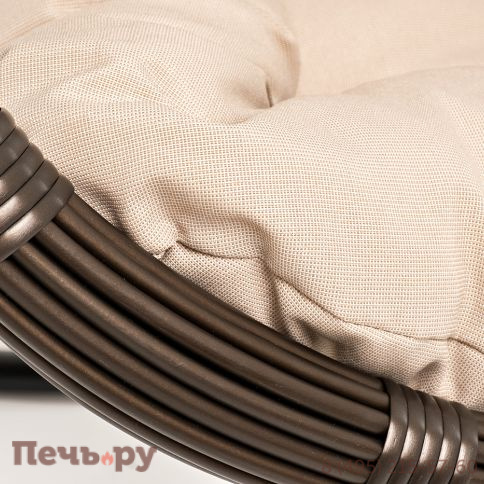 "Венеция" подвесное кресло-кокон из искусственного ротанга, цвет соломенный с бежевой подушкой фото 13