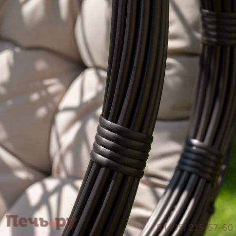 "Венеция" подвесное кресло-кокон из искусственного ротанга, цвет соломенный с бежевой подушкой фото 7