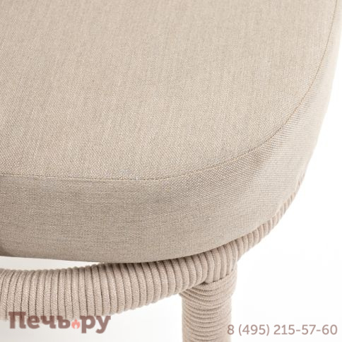 "Верона" кресло плетеное из роупа, каркас алюминий белый муар, роуп бежевый круглый, ткань бежевая 052 фото 6
