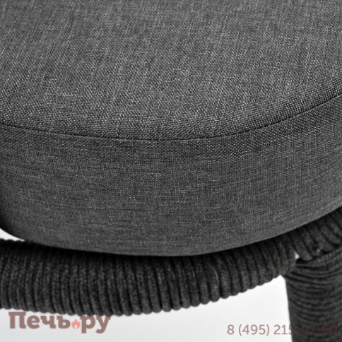 "Верона" кресло плетеное из роупа, каркас алюминий темно-серый (RAL7024) муар, роуп темно-серый круглый, ткань темно-серая 027 фото 4