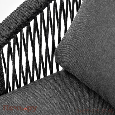 "Верона" кресло плетеное из роупа, каркас алюминий темно-серый (RAL7024) муар, роуп темно-серый круглый, ткань темно-серая 027 фото 5