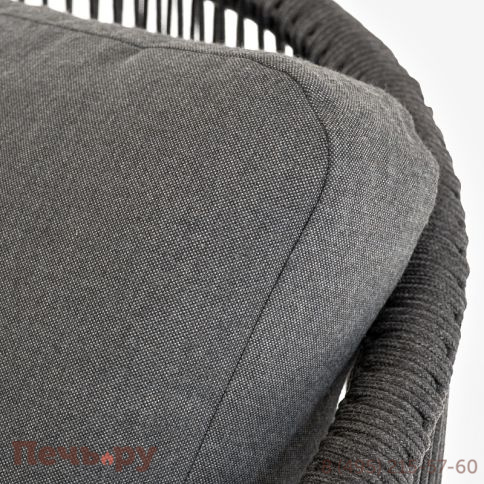 "Верона" кресло плетеное из роупа, каркас алюминий темно-серый (RAL7024) муар, роуп темно-серый круглый, ткань темно-серая 027 фото 7