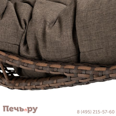 "Виши" подвесное кресло-кокон из искусственного ротанга, цвет коричневый с серо-коричневой подушкой фото 12