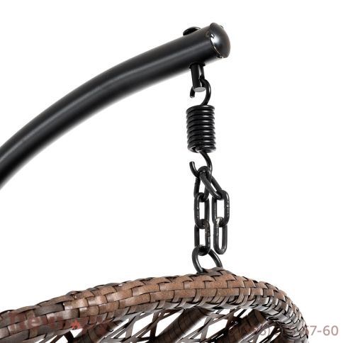 "Виши" подвесное кресло-кокон из искусственного ротанга, цвет коричневый с серо-коричневой подушкой фото 14