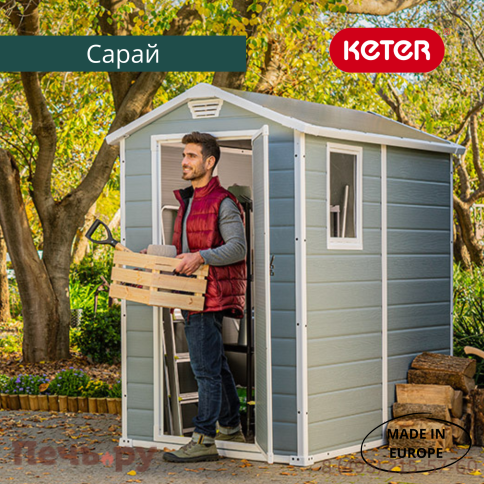 Сарай Keter "Манор 4х6" (размеры 118 x 184 см), серый фото 2