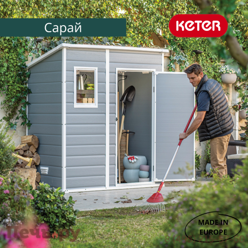 Сарай Keter "Манор Пент 6x4" (размеры 175 x 103 см), серый фото 6