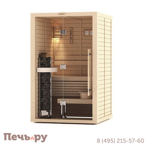 Сауна в сборе Sawo 1414 (1,4м х 1,4м, кедр, полностью стеклянная стена, дизайн Classic) фото