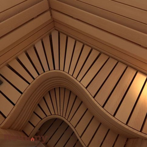 Сауна в сборе Sawo 1420ML-WA-G (1,4м х 2,0м, осина, полностью стеклянная стена, дизайн Wave) фото 2