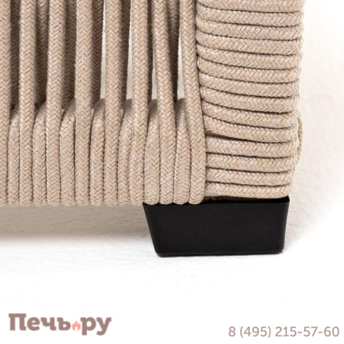 Шезлонг 4SiS Ривьера плетеный из роупа, каркас алюминий белый муар, роуп бежевый круглый, ткань бежевая 052 фото 5