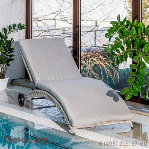 Шезлонг AGATA бежевый с матрасом фото