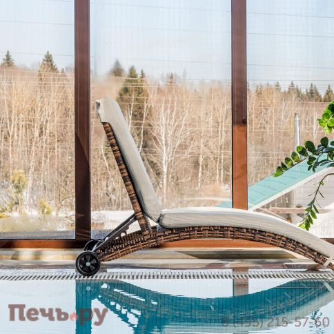 Шезлонг AGATA коричневый с матрасом фото 3