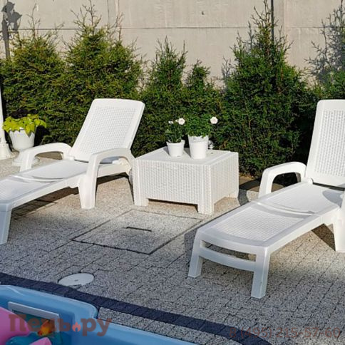 Шезлонг Gardeck B:rattan MIAMI складной, белый (дисконт) фото 3