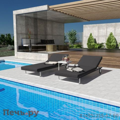 Шезлонг COSTA на колесах антрацит - белый каркас фото 2