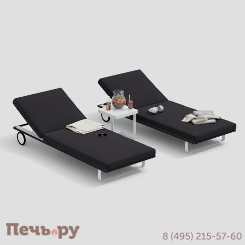 Шезлонг COSTA на колесах антрацит - белый каркас фото 4