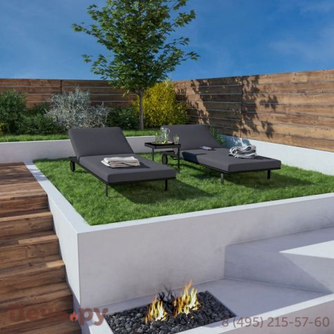 Шезлонг COSTA на колесах антрацит - каркас карбон фото 2