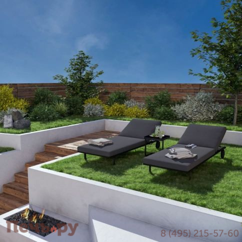 Шезлонг COSTA на колесах антрацит - каркас карбон фото 3