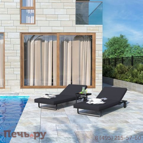Шезлонг COSTA на колесах антрацит - каркас карбон фото 4