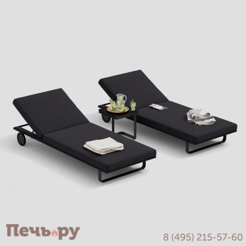 Шезлонг COSTA на колесах антрацит - каркас карбон фото 5