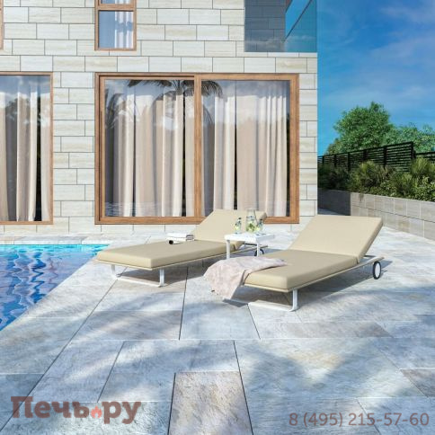 Шезлонг COSTA на колесах бежевый - белый каркас фото 4