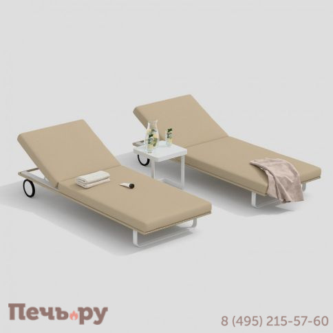 Шезлонг COSTA на колесах бежевый - белый каркас фото 5