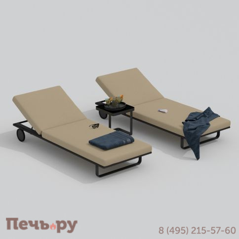 Шезлонг COSTA на колесах бежевый - каркас карбон фото 4